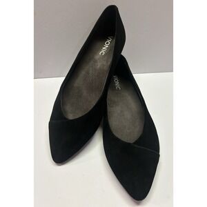 Vionic Caballo Black Suede Pointed Toe Orthotic Flats Womens 8 359CABALLO/VS059